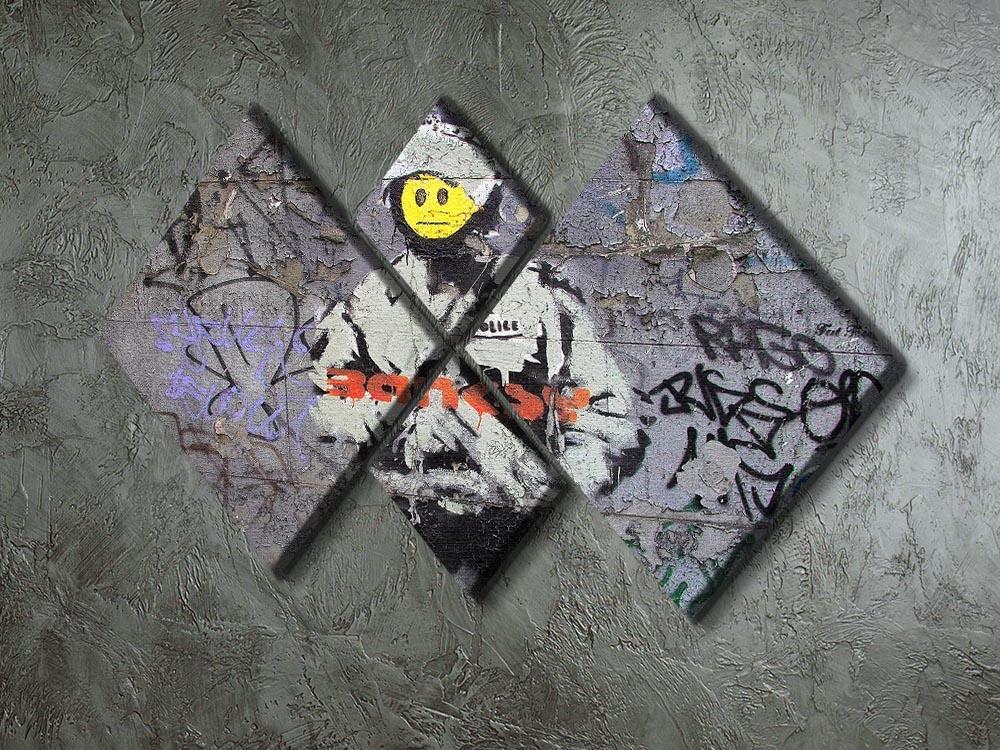 Banksy Smiley Riot Cop 4 Square Multi Panel Canvas - Canvas Art Rocks - 2
