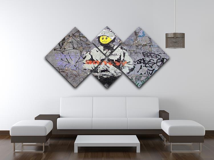 Banksy Smiley Riot Cop 4 Square Multi Panel Canvas - Canvas Art Rocks - 3