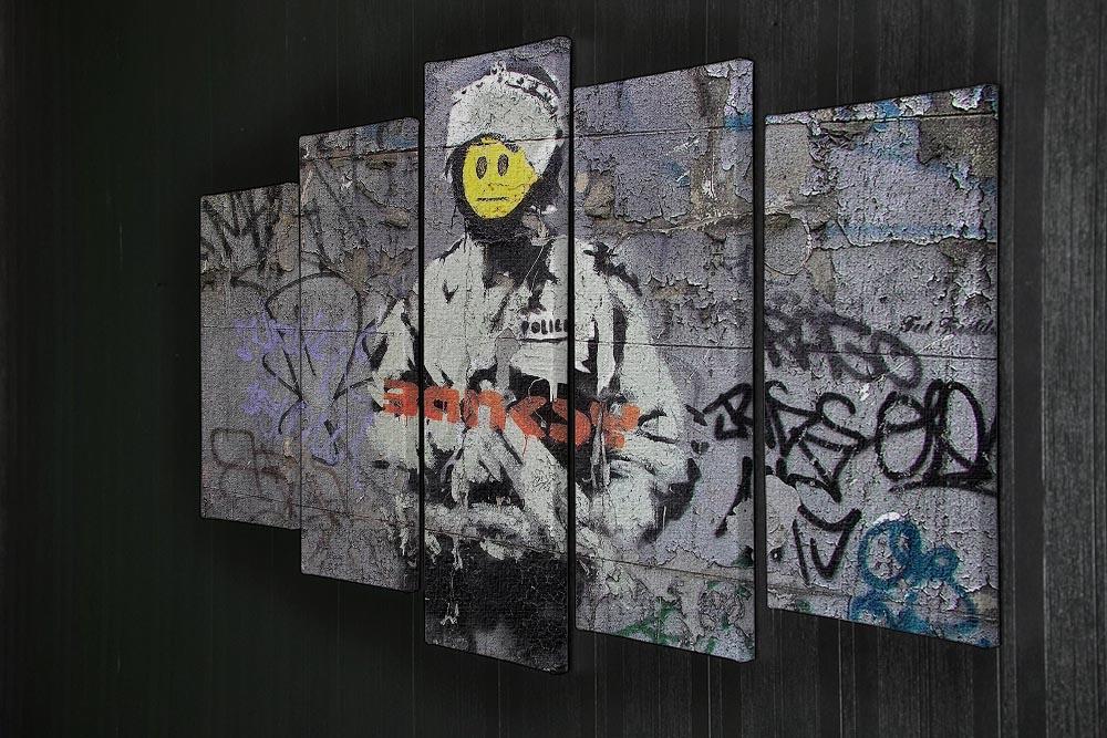 Banksy Smiley Riot Cop 5 Split Panel Canvas - Canvas Art Rocks - 2