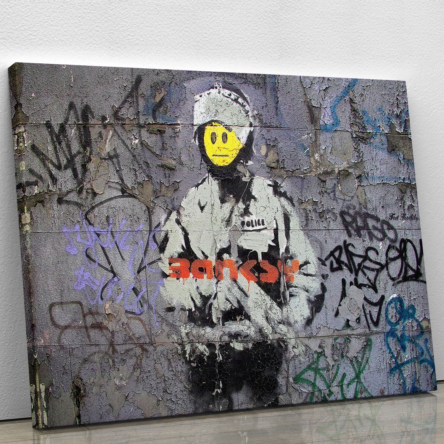 Banksy Smiley Riot Cop Canvas Print or Poster - Canvas Art Rocks - 1