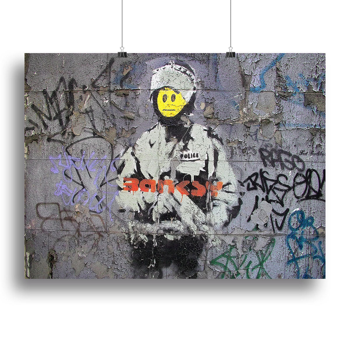 Banksy Smiley Riot Cop Canvas Print or Poster - Canvas Art Rocks - 2