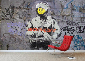 Banksy Smiley Riot Cop Wall Mural Wallpaper - Canvas Art Rocks - 2