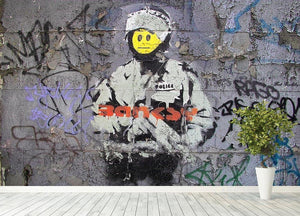 Banksy Smiley Riot Cop Wall Mural Wallpaper - Canvas Art Rocks - 4