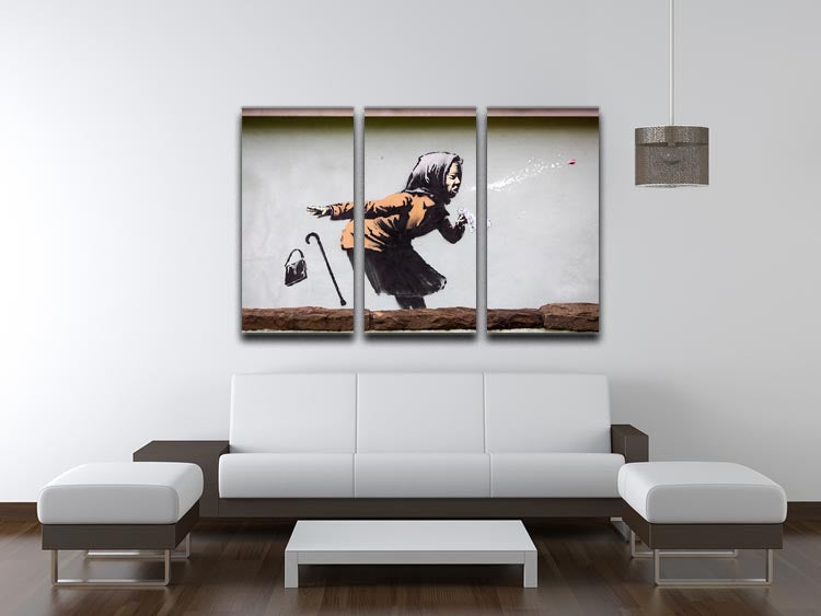 Banksy Sneezing Woman 3 Split Panel Canvas Print - Canvas Art Rocks - 3