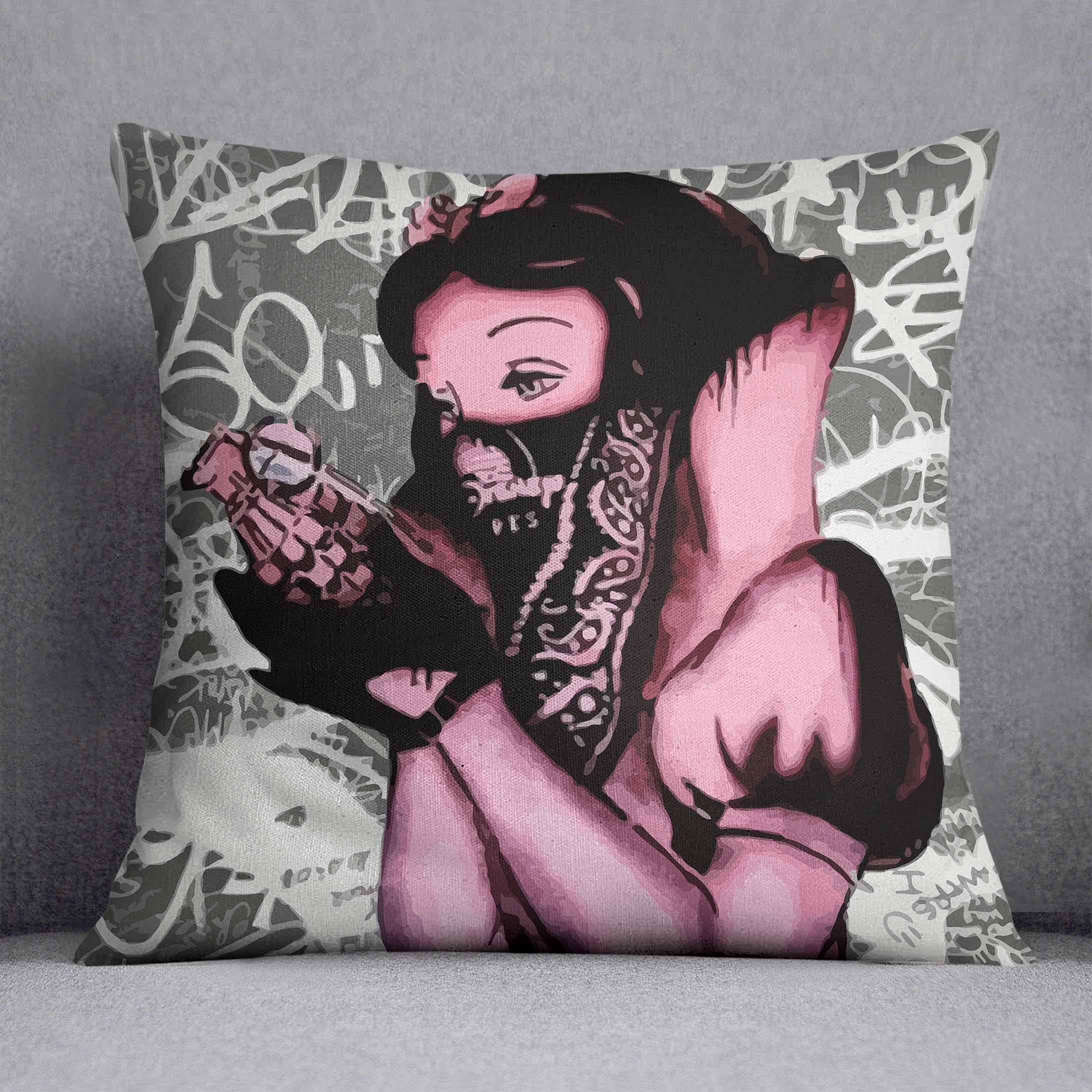 Banksy Snow White Grenade Cushion