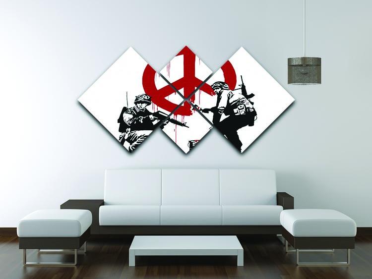 Banksy Soldiers Painting CND Sign 4 Square Multi Panel Canvas - Canvas Art Rocks - 3