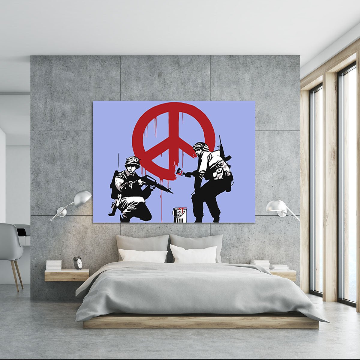 Banksy Soldiers Painting CND Sign Blue Canvas Print or Poster - Canvas Art Rocks - 5