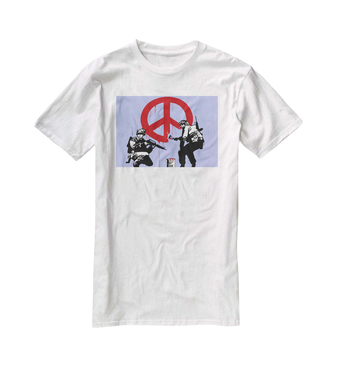 Banksy Soldiers Painting CND Sign Blue T-Shirt - Canvas Art Rocks - 5