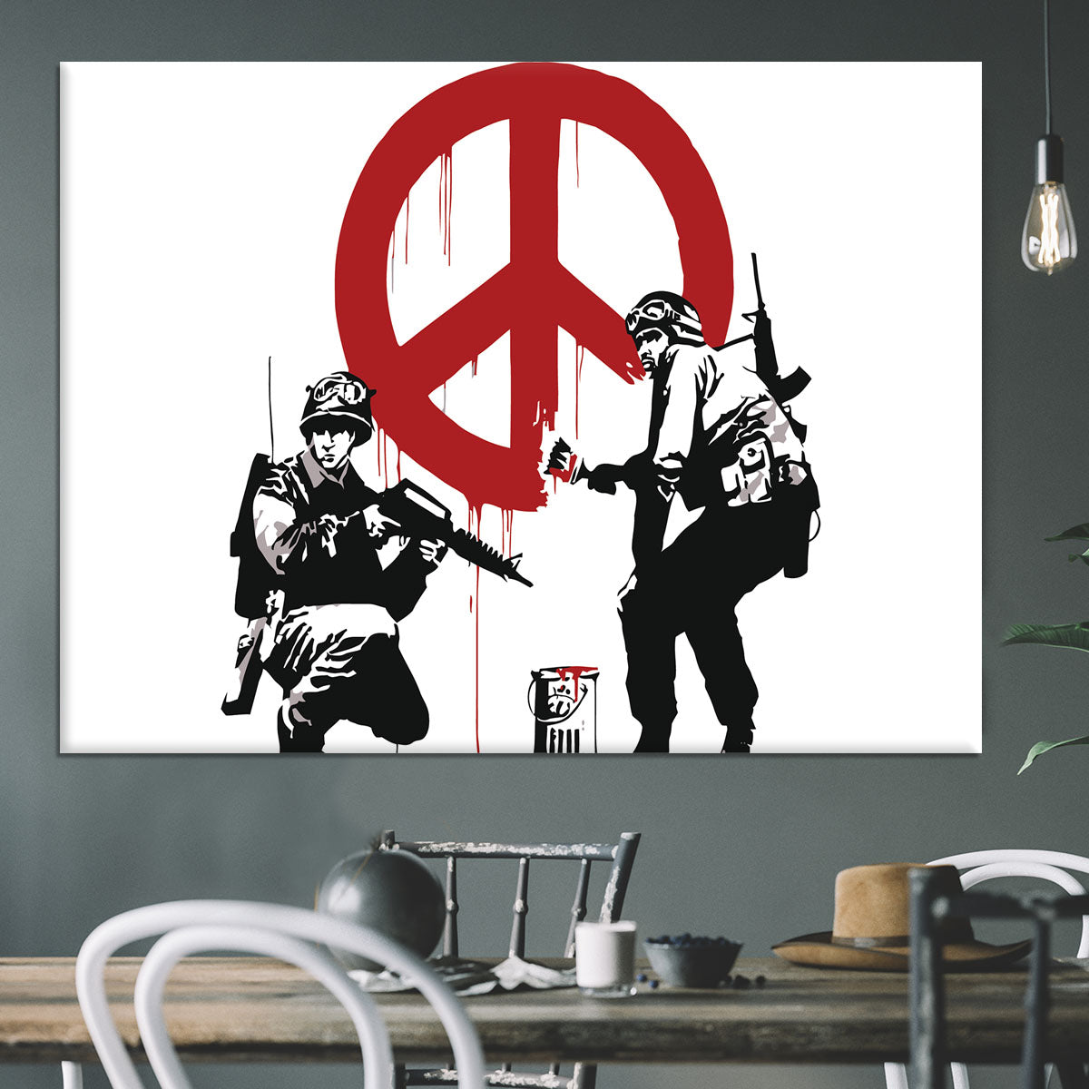 Banksy Soldiers Painting CND Sign Canvas Print or Poster - Canvas Art Rocks - 3