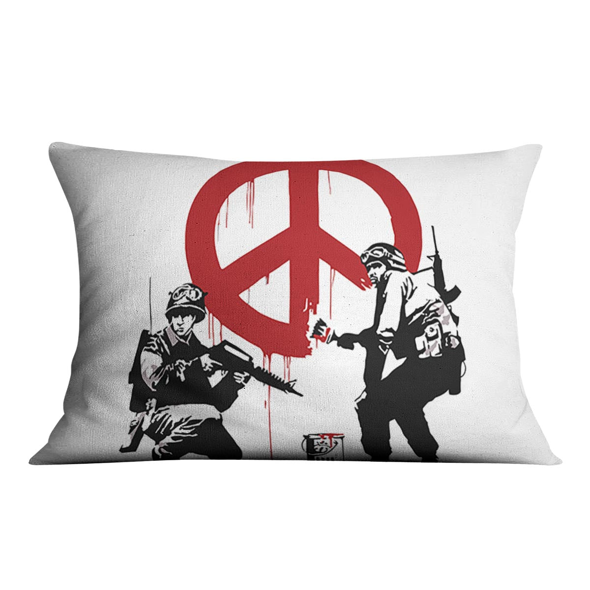 Banksy Soldiers Painting CND Sign Cushion