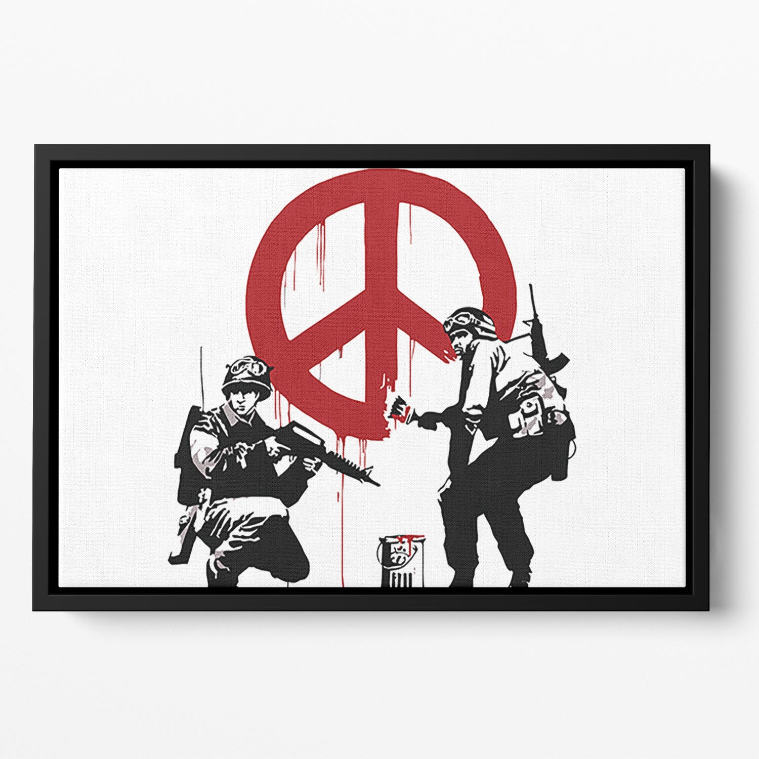 Banksy Soldiers Painting CND Sign Floating Framed Canvas