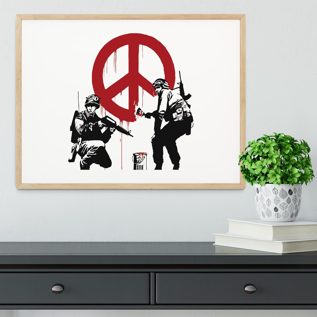 Banksy Soldiers Painting CND Sign Framed Print - Canvas Art Rocks - 3