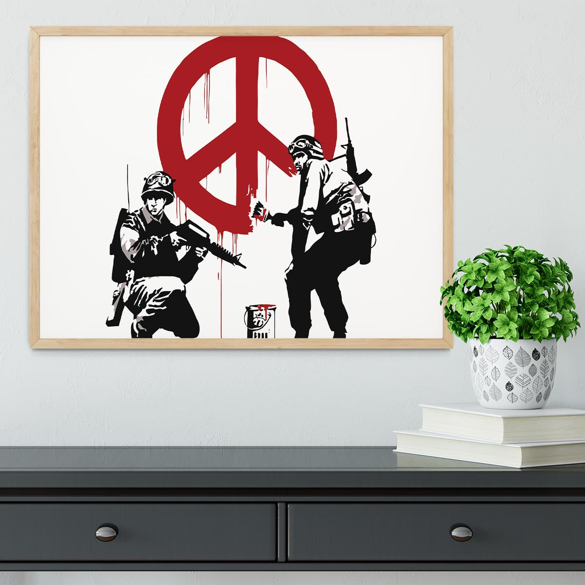 Banksy Soldiers Painting CND Sign Framed Print - Canvas Art Rocks - 4