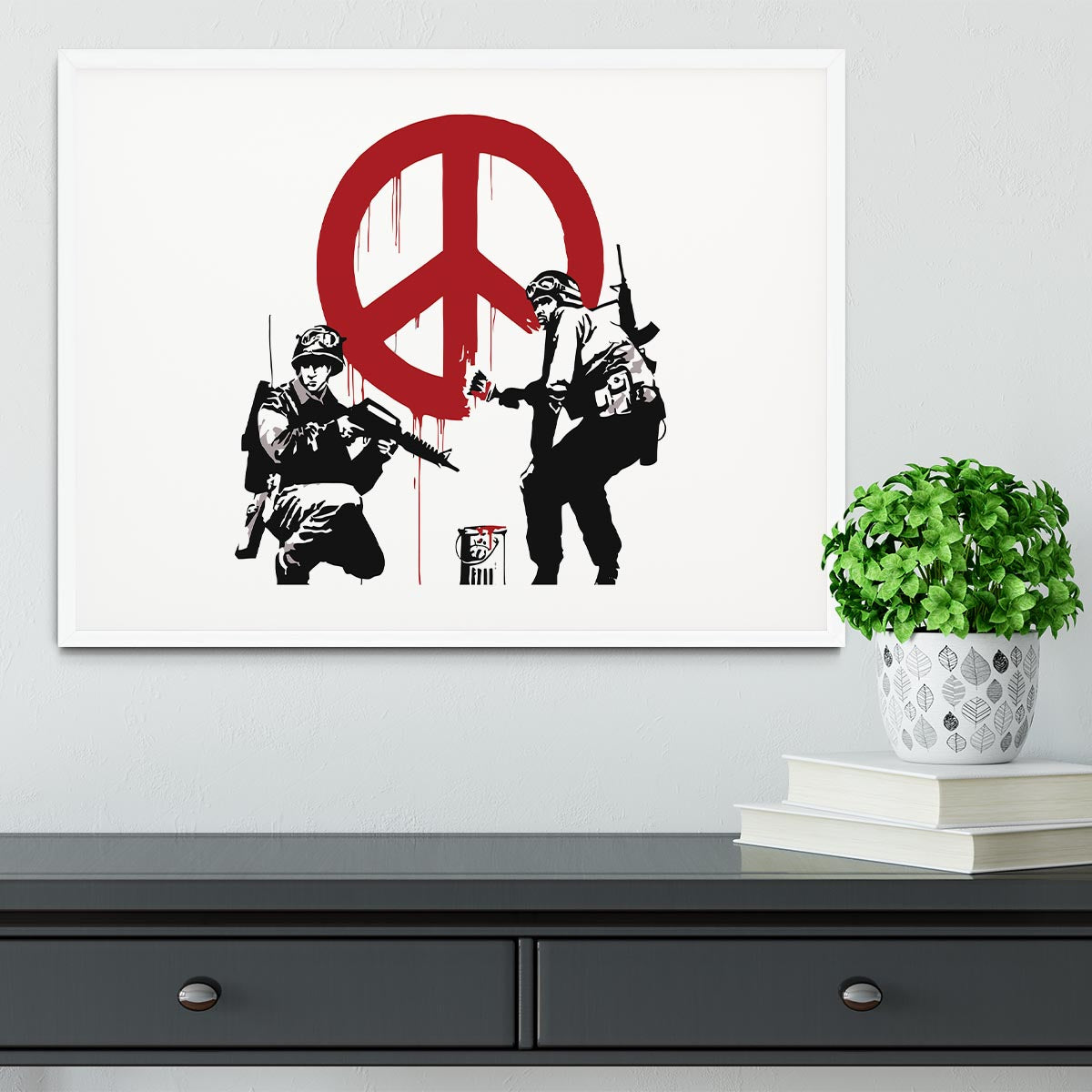 Banksy Soldiers Painting CND Sign Framed Print - Canvas Art Rocks - 5