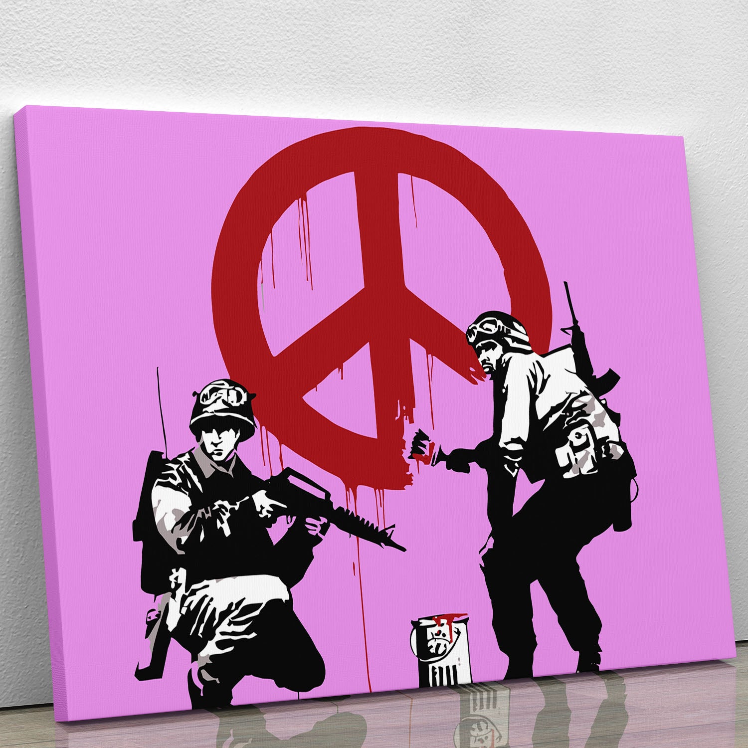 Banksy Soldiers Painting CND Sign Purple Canvas Print or Poster - Canvas Art Rocks - 1