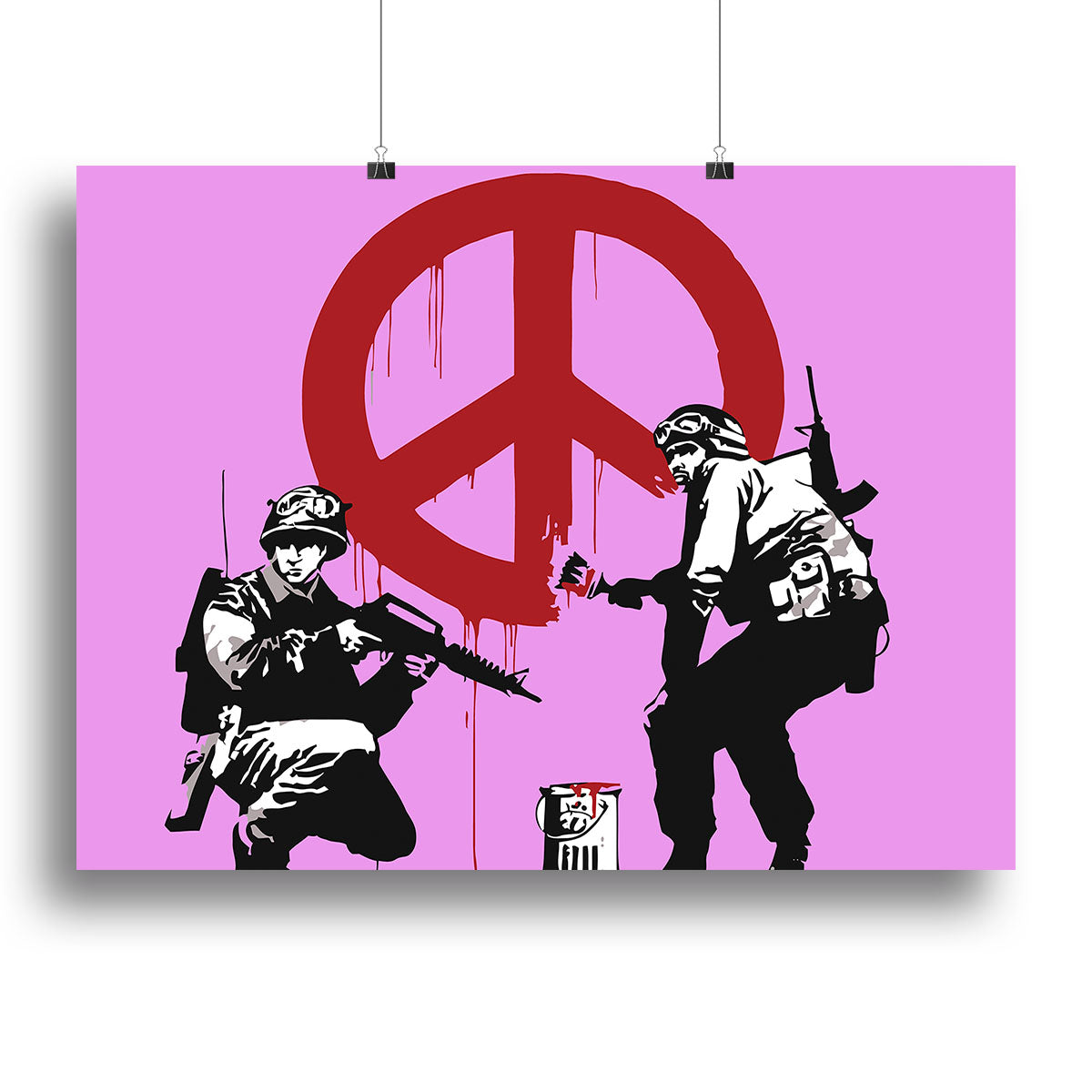 Banksy Soldiers Painting CND Sign Purple Canvas Print or Poster - Canvas Art Rocks - 2