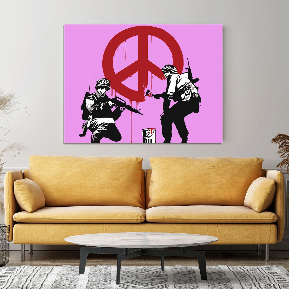 Banksy Soldiers Painting CND Sign Purple Canvas Print or Poster - Canvas Art Rocks - 4