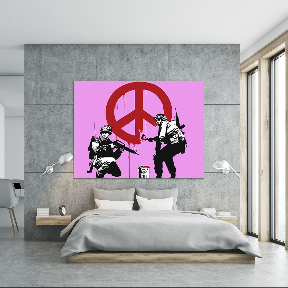 Banksy Soldiers Painting CND Sign Purple Canvas Print or Poster - Canvas Art Rocks - 5