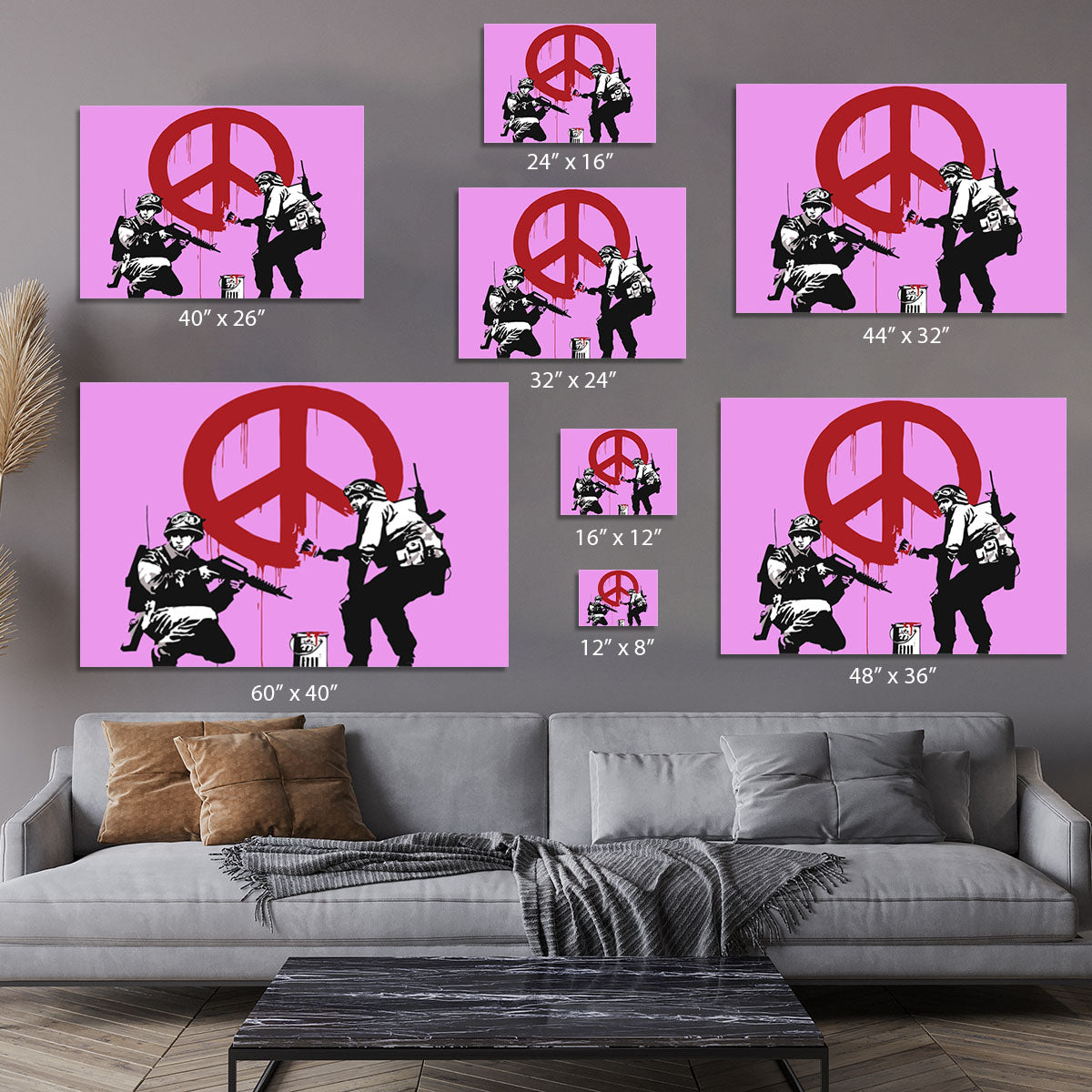 Banksy Soldiers Painting CND Sign Purple Canvas Print or Poster - Canvas Art Rocks - 7