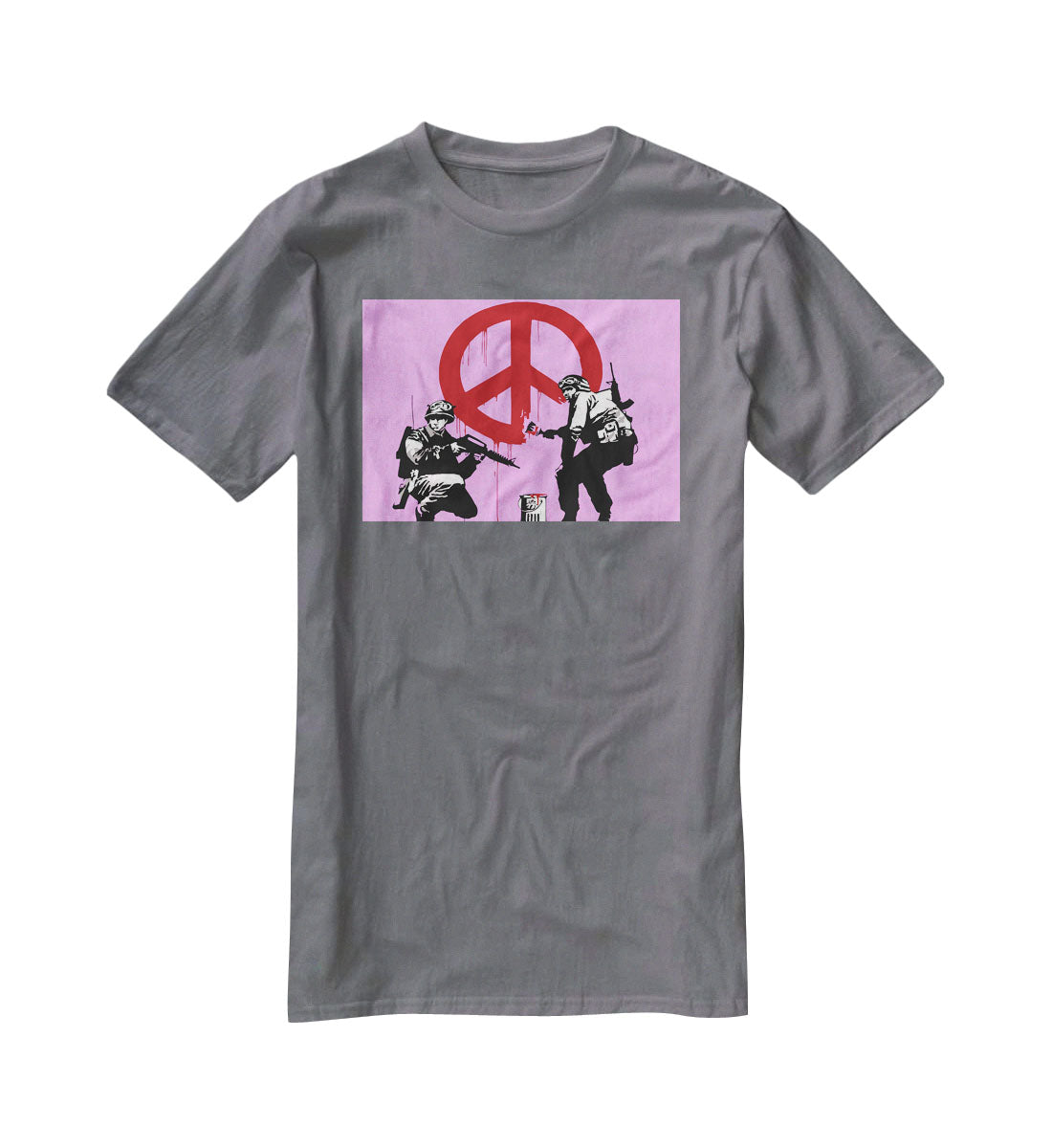 Banksy Soldiers Painting CND Sign Purple T-Shirt - Canvas Art Rocks - 3