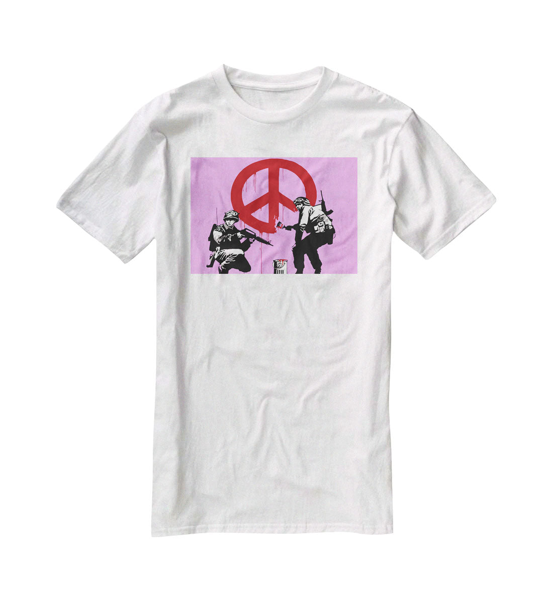 Banksy Soldiers Painting CND Sign Purple T-Shirt - Canvas Art Rocks - 5