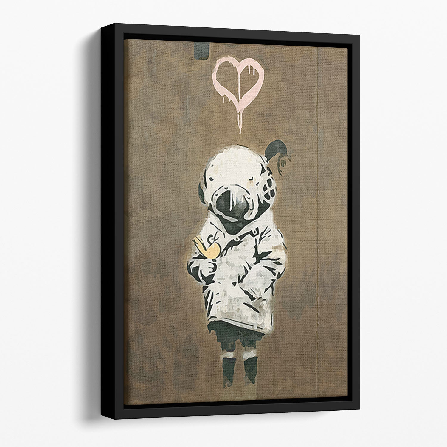 Banksy Space Girl And Bird Floating Framed Canvas