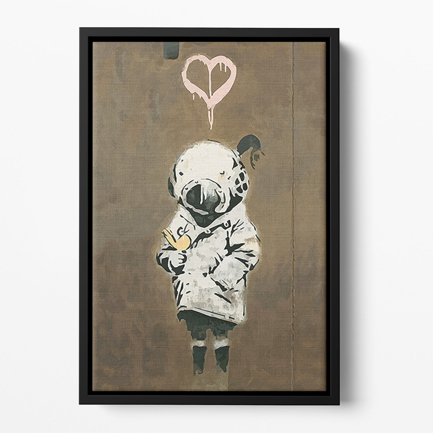 Banksy Space Girl And Bird Floating Framed Canvas