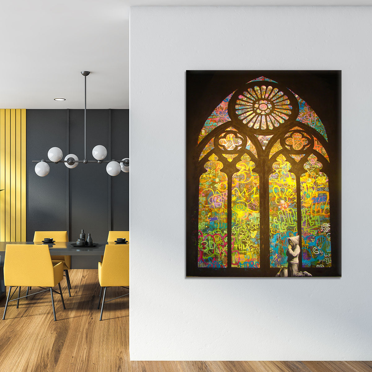 Banksy Stained Glass Window Canvas Print or Poster - Canvas Art Rocks - 4