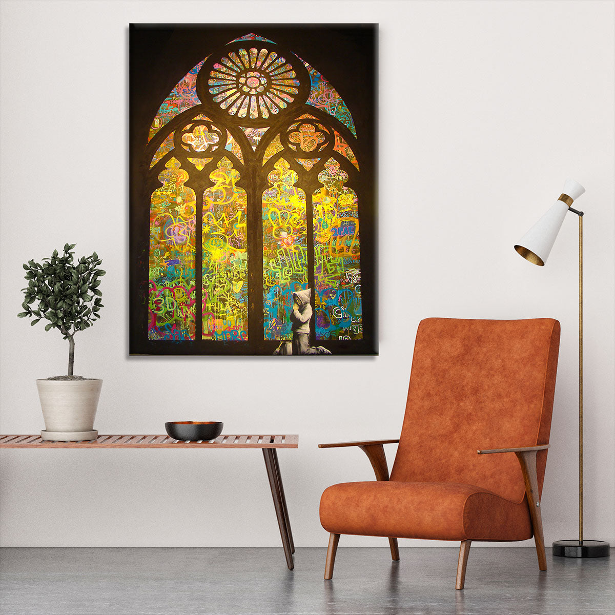 Banksy Stained Glass Window Canvas Print or Poster - Canvas Art Rocks - 6