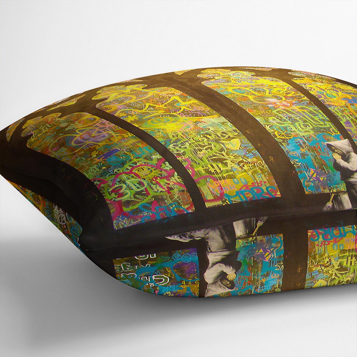 Banksy Stained Glass Window Cushion