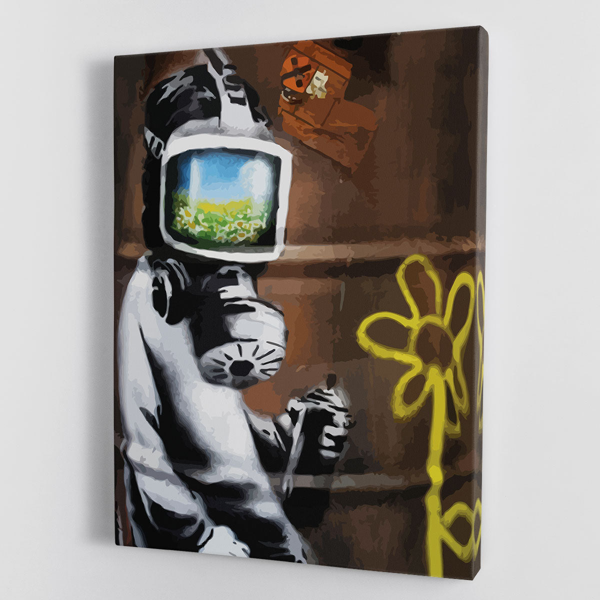 Banksy Sunflower Field Gas Mask Canvas Print or Poster - Canvas Art Rocks - 1