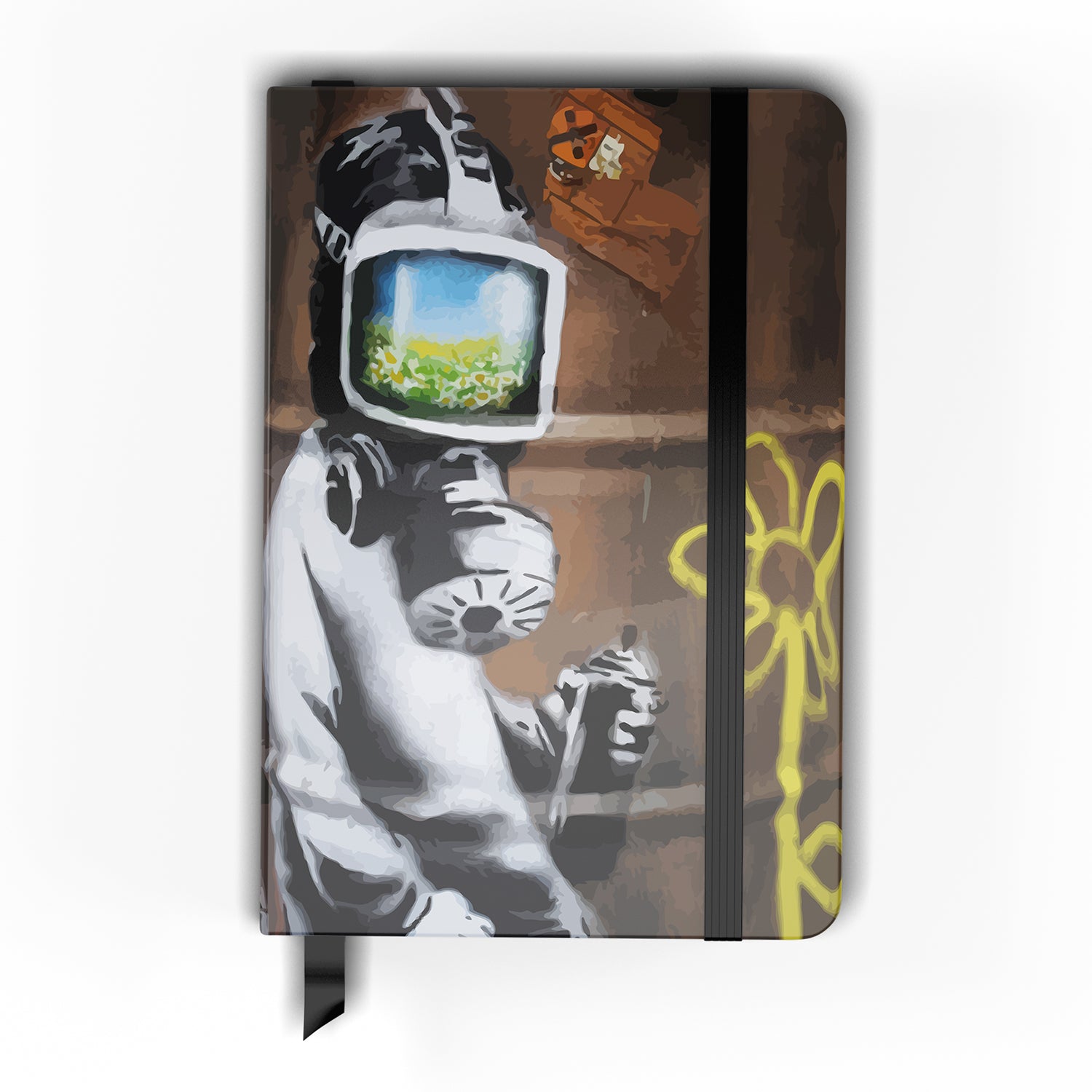 Banksy Sunflower Field Gas Mask Notebook