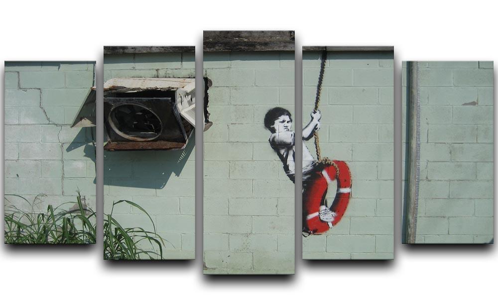 Banksy Swing Boy 5 Split Panel Canvas  - Canvas Art Rocks - 1