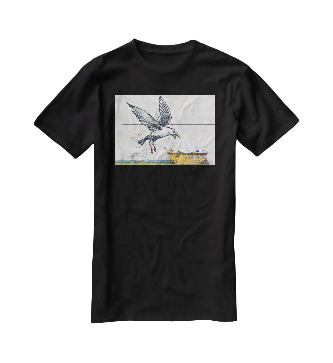 Banksy Swooping Seagull Lowestoft T-Shirt - Canvas Art Rocks - 1