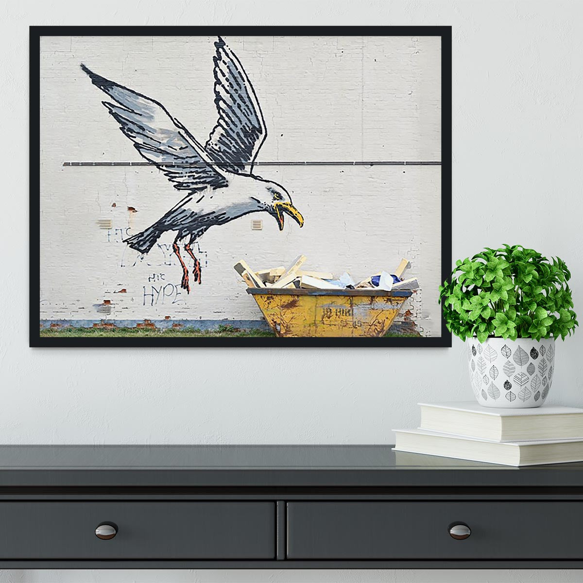 Banksy Swooping Seagull Lowestoft Framed Print - Canvas Art Rocks - 2