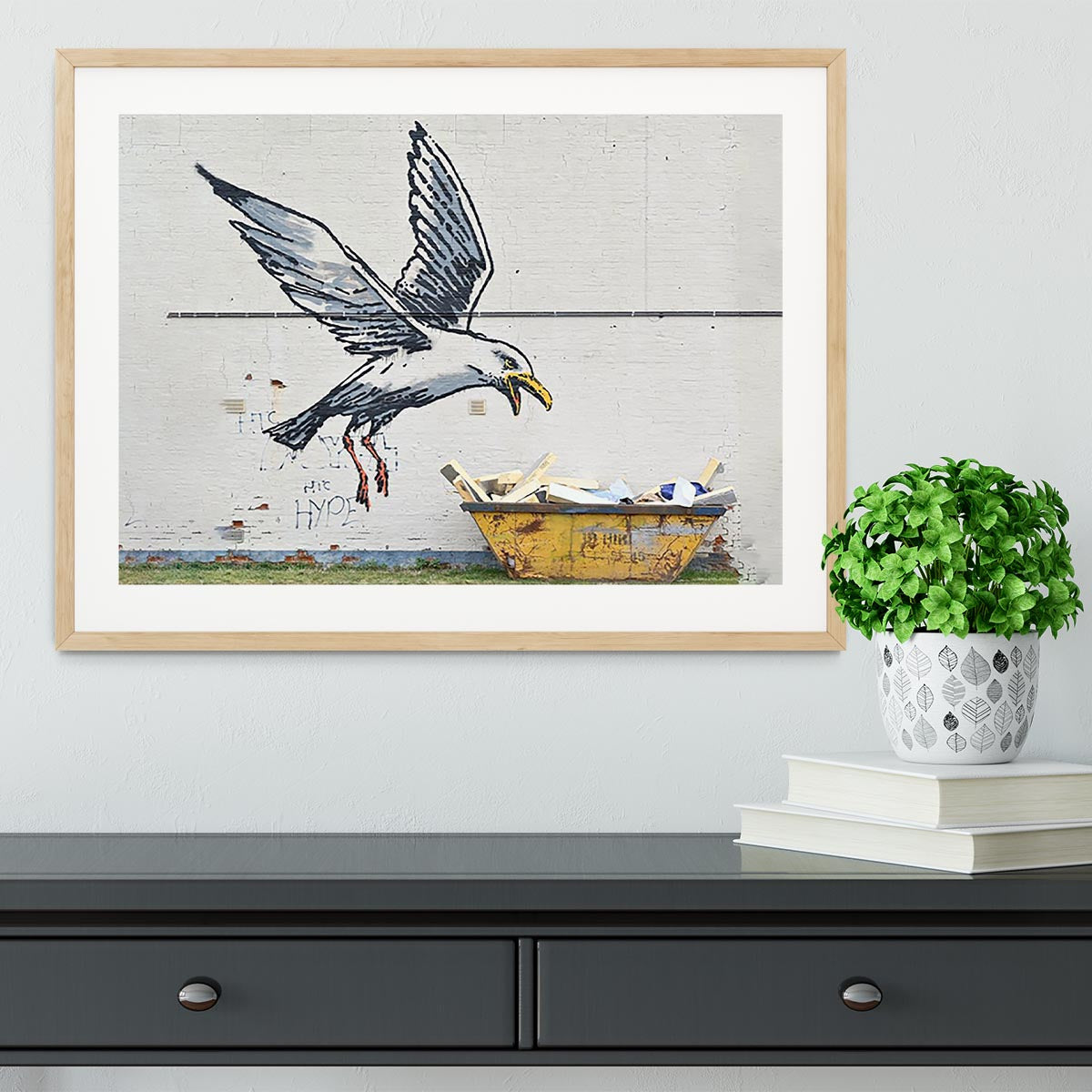 Banksy Swooping Seagull Lowestoft Framed Print - Canvas Art Rocks - 3