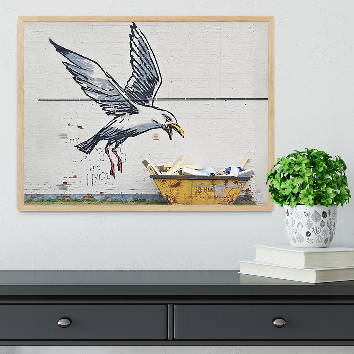 Banksy Swooping Seagull Lowestoft Framed Print - Canvas Art Rocks - 4