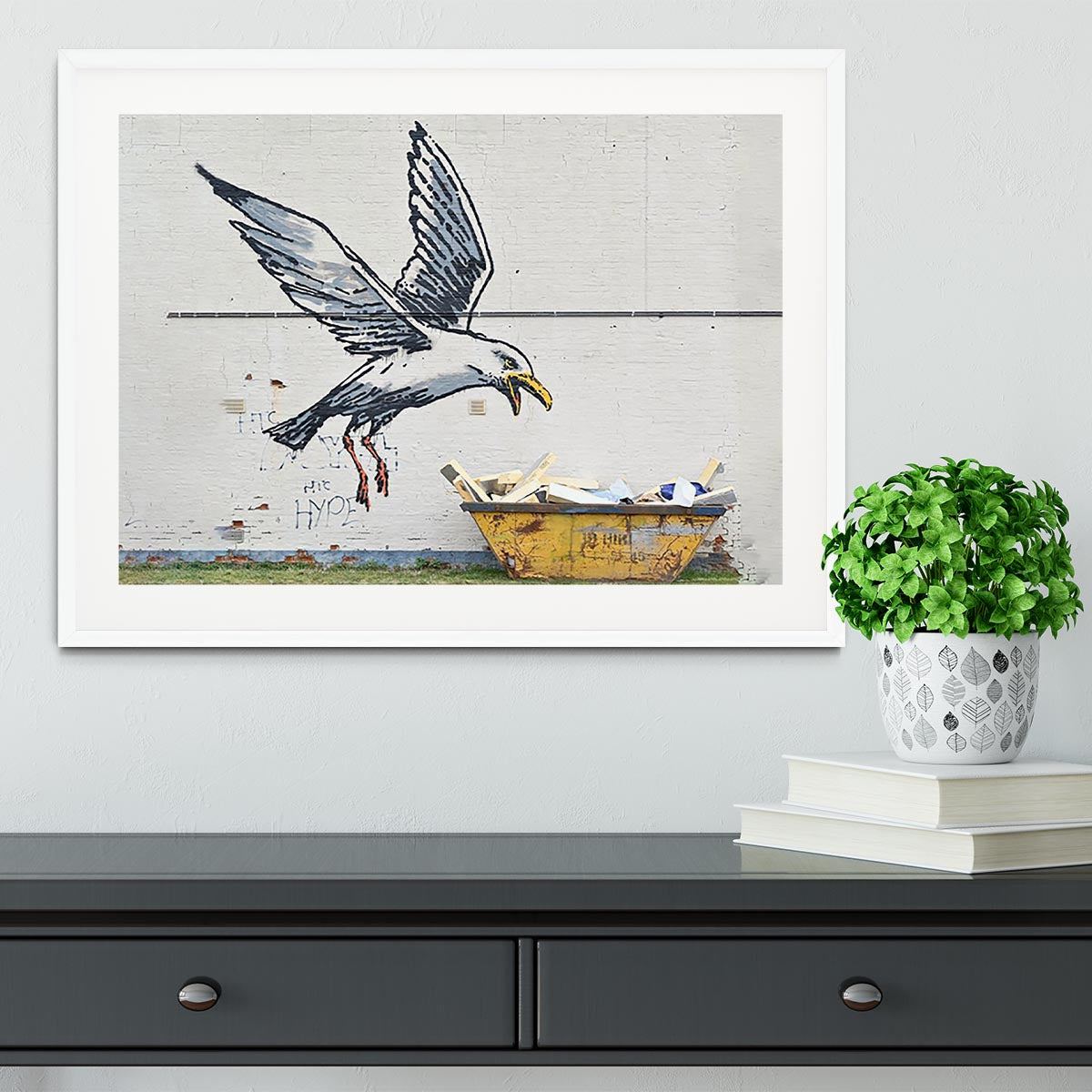 Banksy Swooping Seagull Lowestoft Framed Print - Canvas Art Rocks - 5
