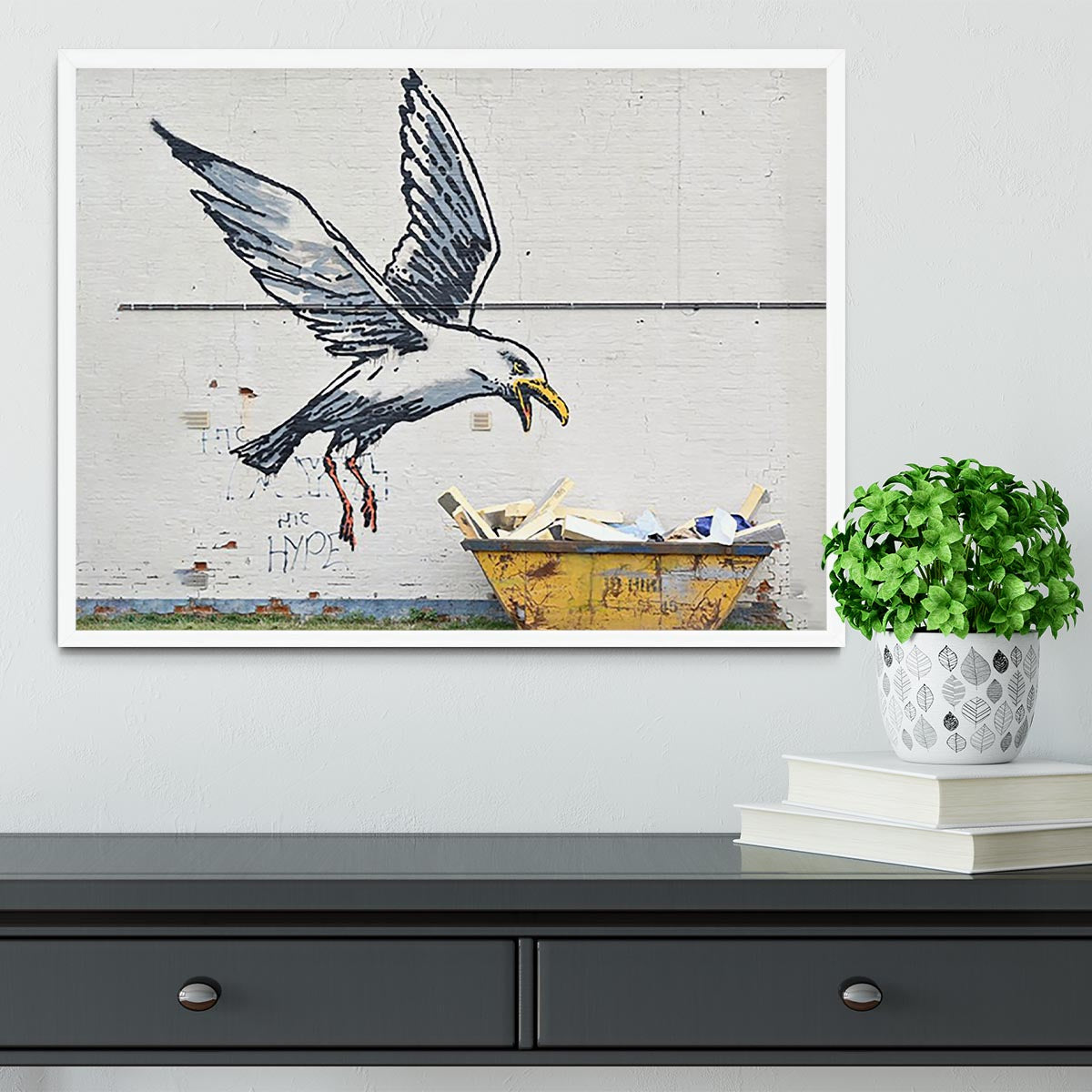 Banksy Swooping Seagull Lowestoft Framed Print - Canvas Art Rocks -6