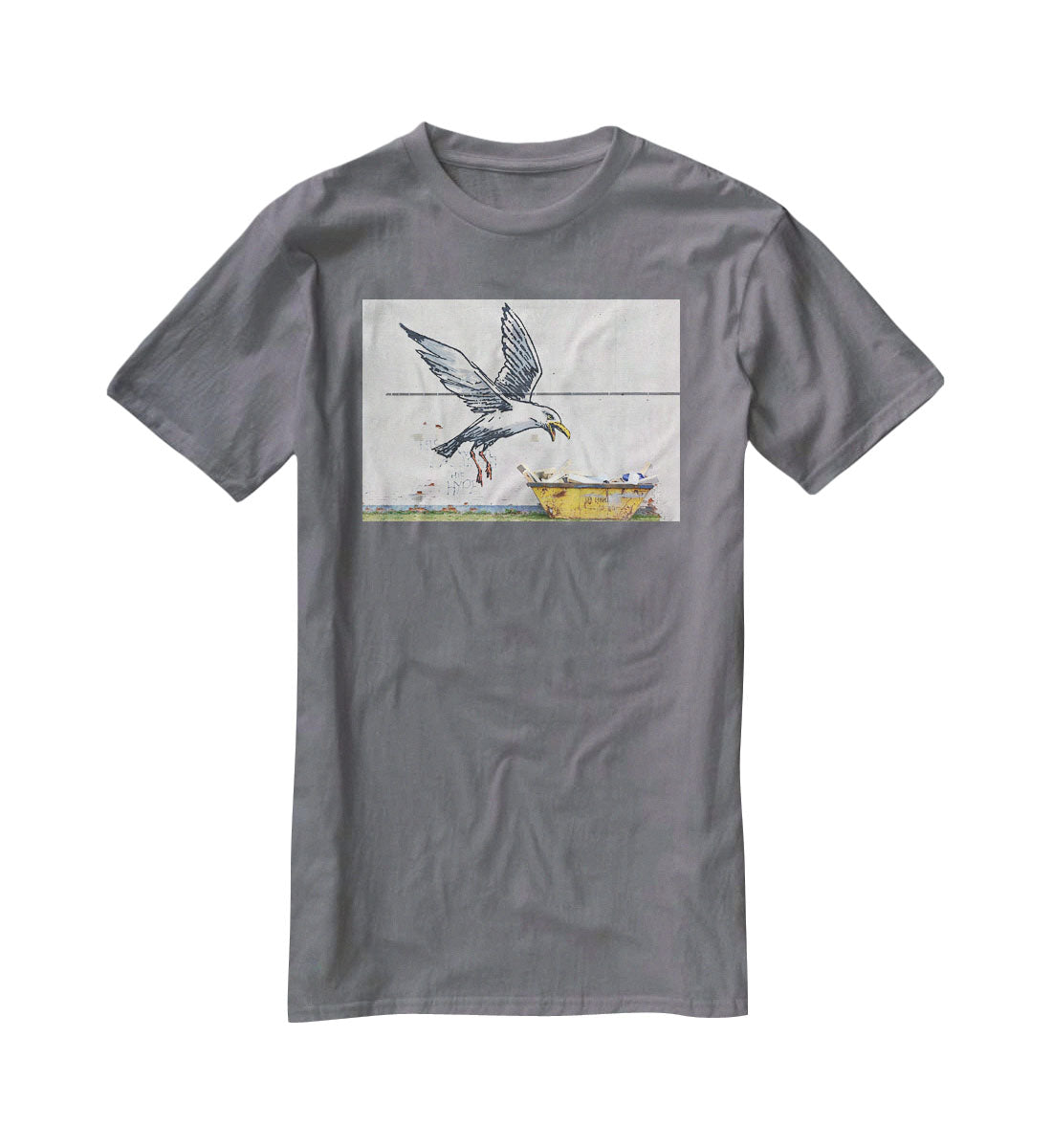 Banksy Swooping Seagull Lowestoft T-Shirt - Canvas Art Rocks - 3