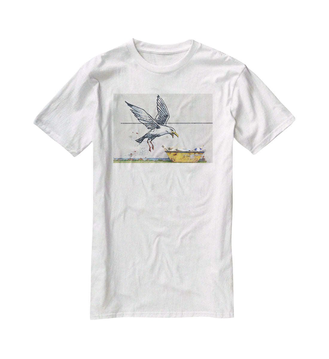 Banksy Swooping Seagull Lowestoft T-Shirt - Canvas Art Rocks - 5