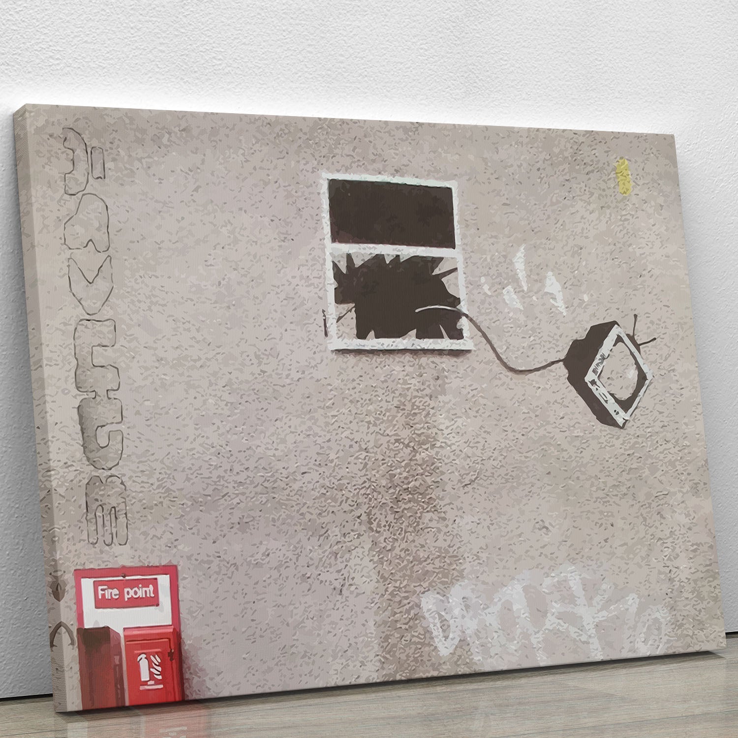 Banksy TV Through Window Canvas Print or Poster - Canvas Art Rocks - 1