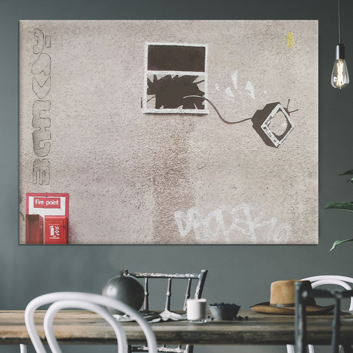 Banksy TV Through Window Canvas Print or Poster - Canvas Art Rocks - 3