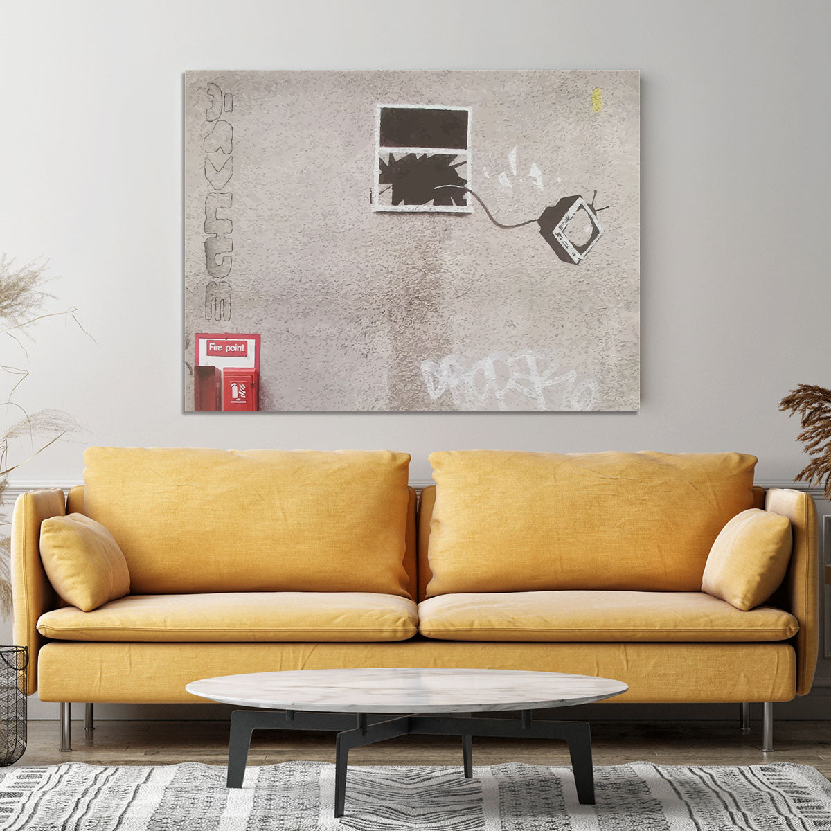 Banksy TV Through Window Canvas Print or Poster - Canvas Art Rocks - 4