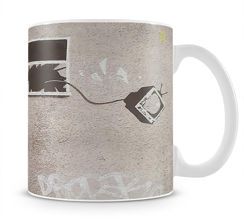 Banksy TV Through Window Mug - Canvas Art Rocks - 1