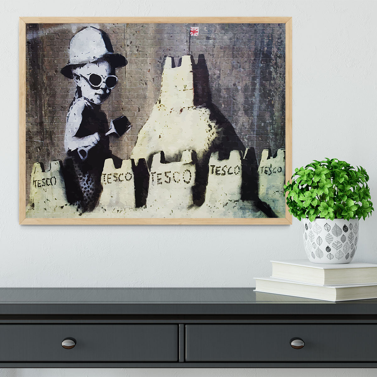 Banksy Tesco Sandcastle Framed Print - Canvas Art Rocks - 4