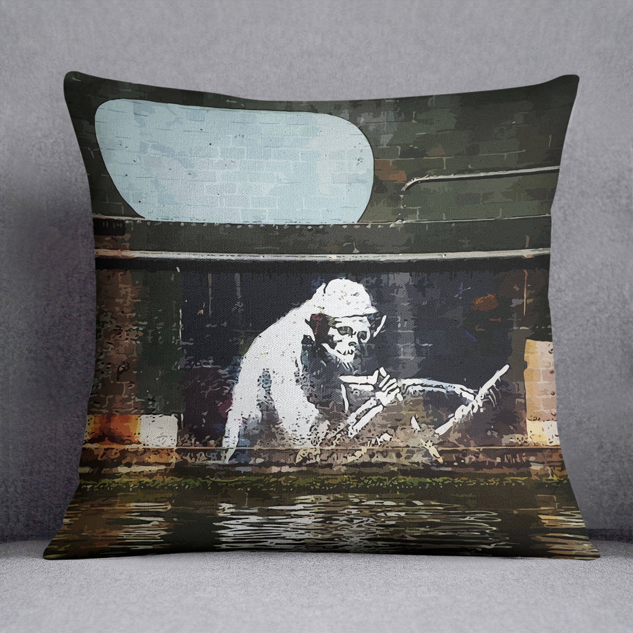 Banksy The Grim Reaper Bristol Cushion - Canvas Art Rocks - 1