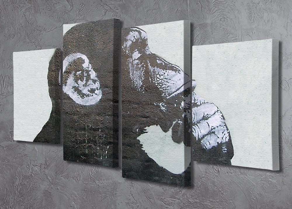 Banksy The Thinker Monkey 4 Split Panel Canvas - Canvas Art Rocks - 2