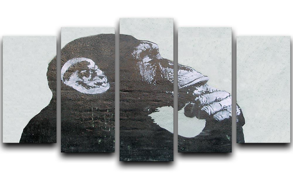 Banksy The Thinker Monkey 5 Split Panel Canvas  - Canvas Art Rocks - 1