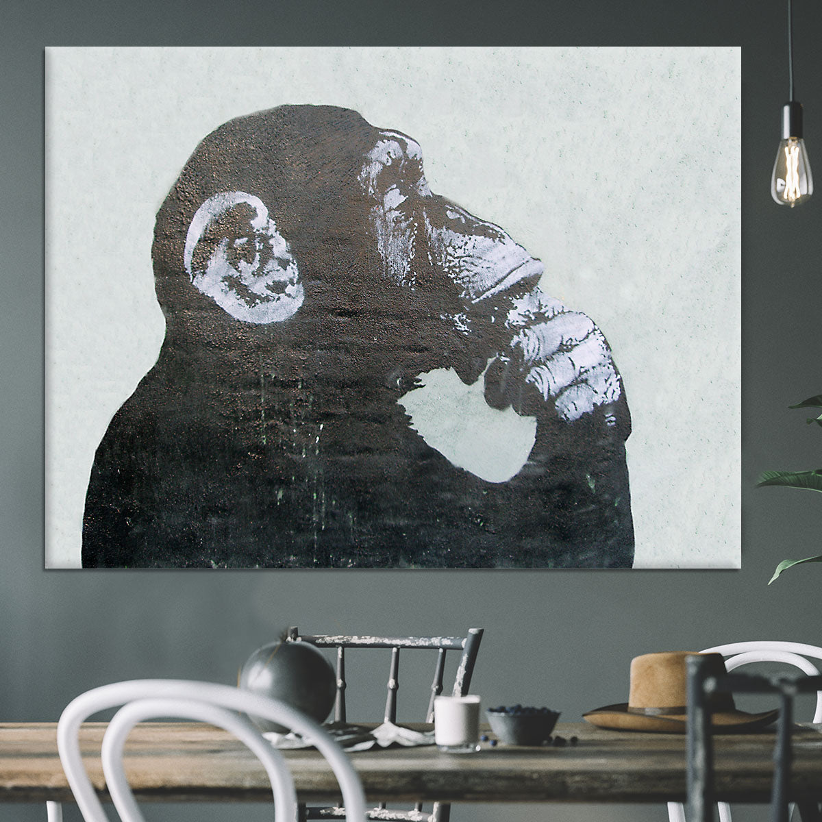 Banksy The Thinker Monkey Canvas Print or Poster - Canvas Art Rocks - 3